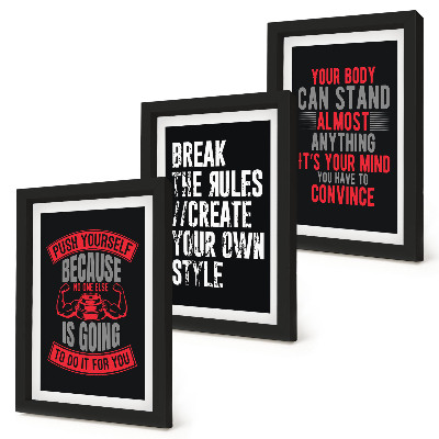 3-piece wall art set Motivation for training and self-development slogans
