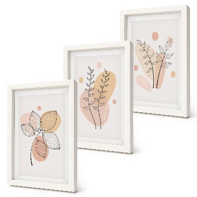 3-piece wall art set Minimalist plant drawings in pastel colors