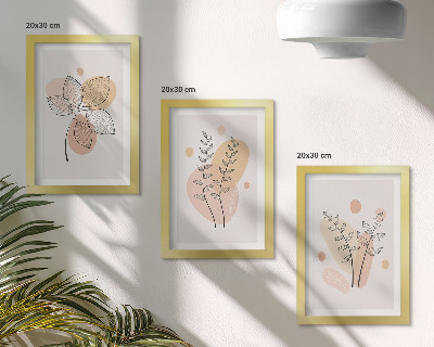 3-piece wall art set Minimalist plant drawings in pastel colors