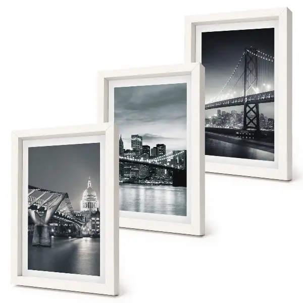 Photo frame wall Bridges and city architecture in shades of gray