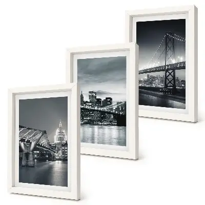 Photo frame wall Bridges and city architecture in shades of gray