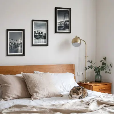 Photo frame wall Bridges and city architecture in shades of gray