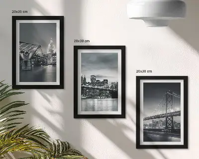 Photo frame wall Bridges and city architecture in shades of gray