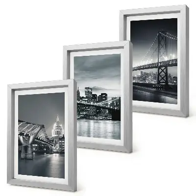 Photo frame wall Bridges and city architecture in shades of gray