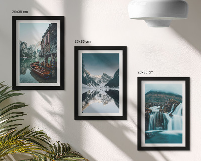 3-piece wall art set Mountain landscapes with a waterfall and a lake