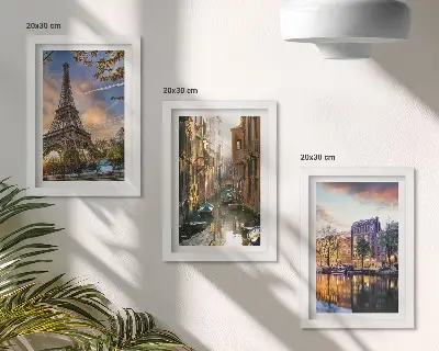 Photo frame wall The Eiffel Tower, the canals of Venice, and the streets of Amsterdam