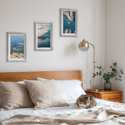 3-piece wall art set Sea views with cliffs and mountain ports