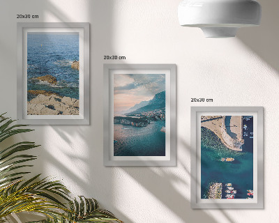 3-piece wall art set Sea views with cliffs and mountain ports