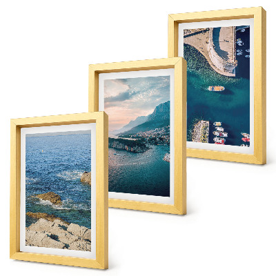 3-piece wall art set Sea views with cliffs and mountain ports