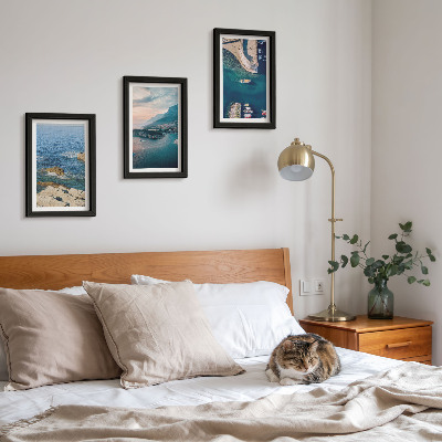 3-piece wall art set Sea views with cliffs and mountain ports