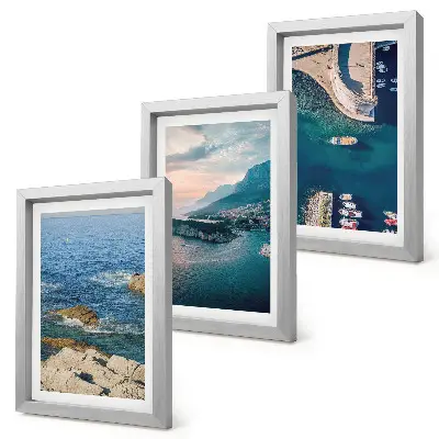 3-Piece wall art set featuring sea views with cliffs and mountain ports