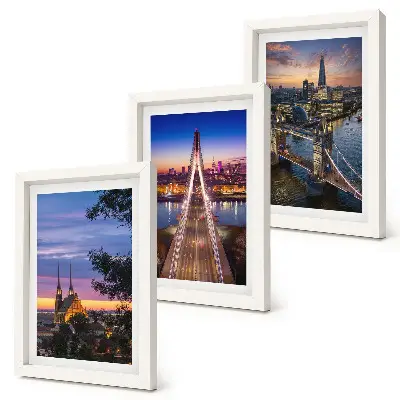 Photo frame wall City views with bridges and sunsets