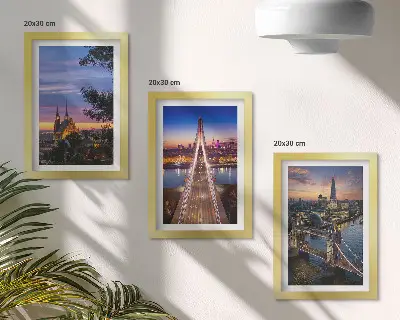 Photo frame wall City views with bridges and sunsets