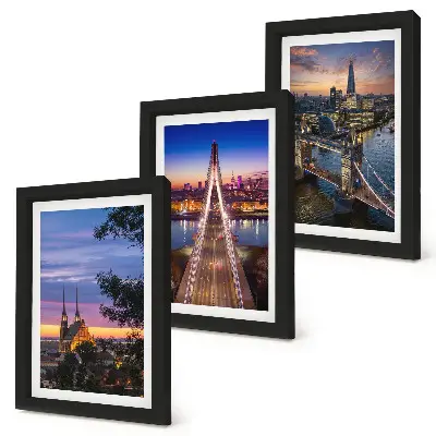 Photo frame wall City views with bridges and sunsets