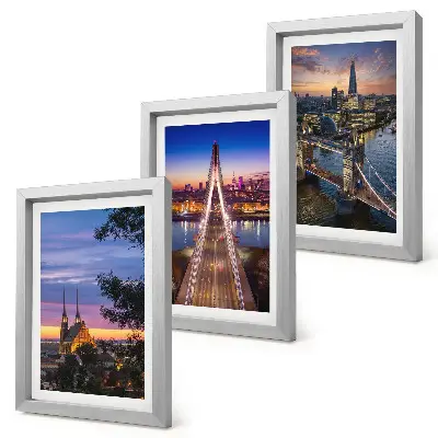 Photo frame wall City views with bridges and sunsets