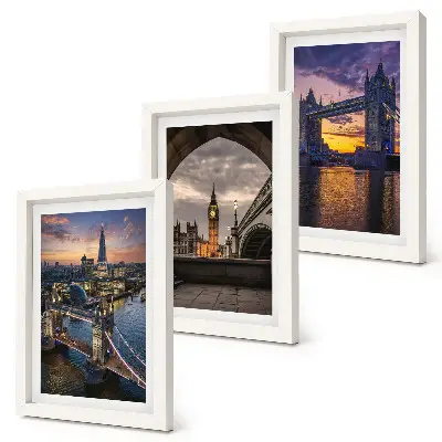 Framed triptych Views of the city with bridges and clock towers