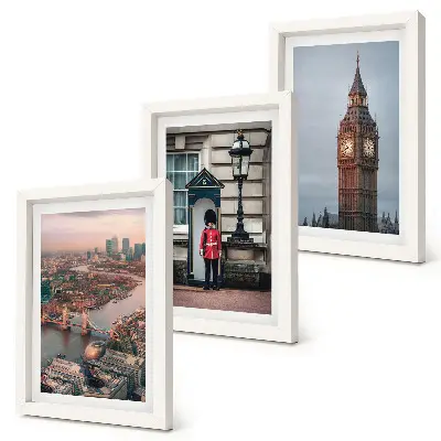 Photo frame wall gallery featuring London bridge and Big Ben guards