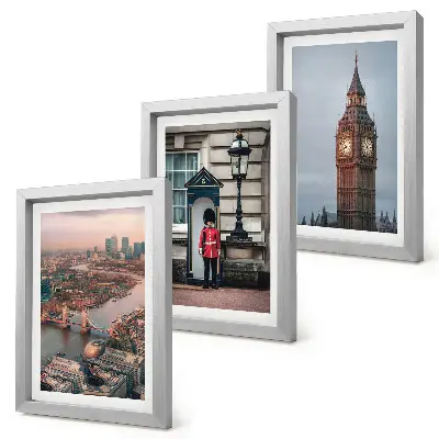 Photo frame wall gallery featuring London bridge and Big Ben guards