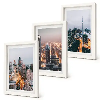 3-piece wall art set Night city views with skyscrapers and lights