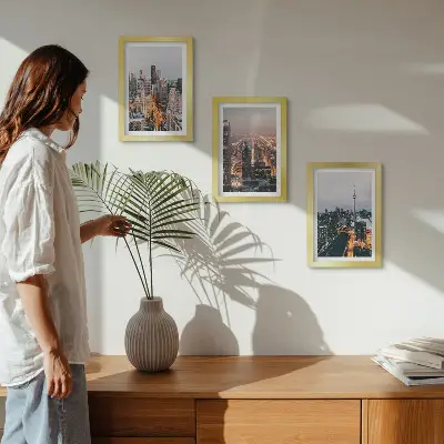 3-piece wall art set featuring night city views with skyscrapers and lights