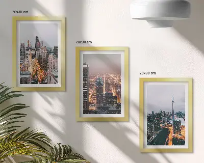 3-piece wall art set Night city views with skyscrapers and lights