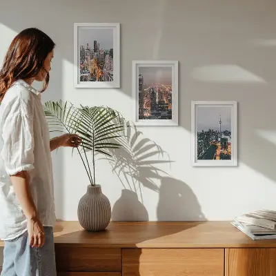 3-piece wall art set Night city views with skyscrapers and lights