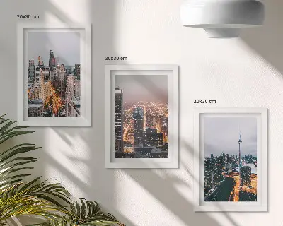 3-piece wall art set featuring night city views with skyscrapers and lights