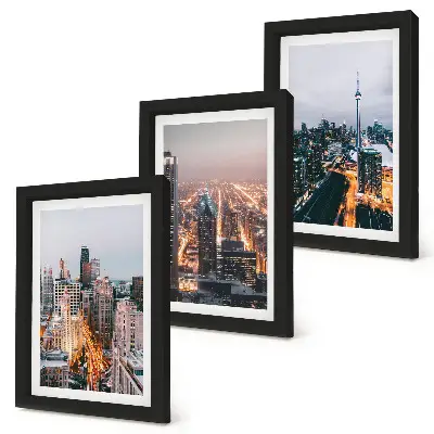 3-piece wall art set featuring night city views with skyscrapers and lights