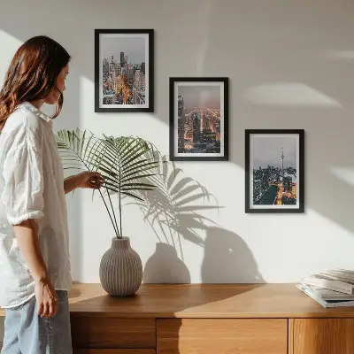 3-piece wall art set Night city views with skyscrapers and lights