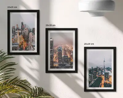 3-piece wall art set Night city views with skyscrapers and lights