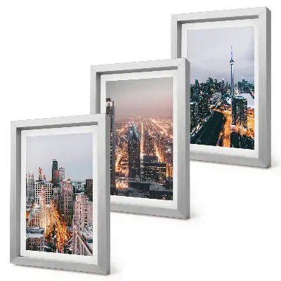 3-piece wall art set featuring night city views with skyscrapers and lights