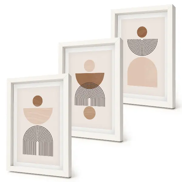 Photo frame wall Abstract shapes in shades of brown and beige