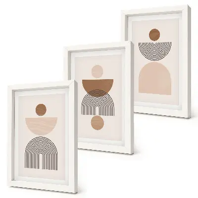Photo frame wall Abstract shapes in shades of brown and beige