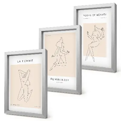 Framed triptych Linear silhouettes of women in minimalist posters