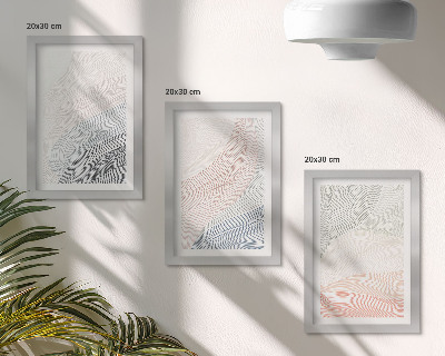 3-piece wall art set Abstract waves painting on cardboard in pastel colors