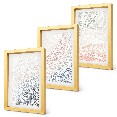 3-piece wall art set Abstract waves painting on cardboard in pastel colors
