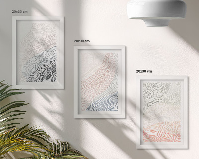 3-piece wall art set Abstract waves painting on cardboard in pastel colors