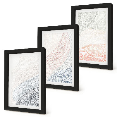3-piece wall art set Abstract waves painting on cardboard in pastel colors
