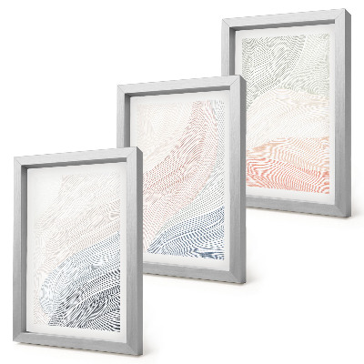 3-piece wall art set Abstract waves painting on cardboard in pastel colors