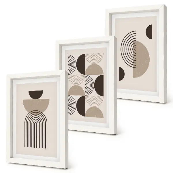 Photo frame wall gallery set with abstract geometric minimalist patterns
