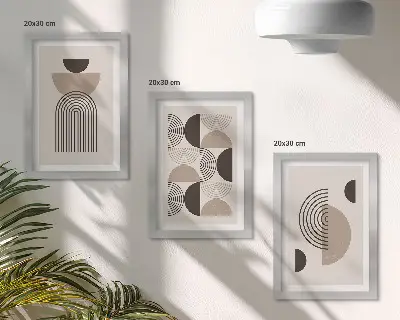 Photo frame wall gallery set with abstract geometric minimalist patterns