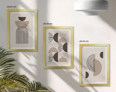 Photo frame wall gallery set with abstract geometric minimalist patterns
