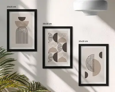 Photo frame wall gallery set with abstract geometric minimalist patterns