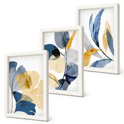 3-piece wall art set featuring plant motifs in a watercolor style