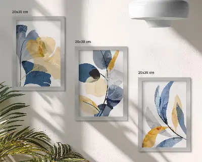 3-piece wall art set featuring plant motifs in a watercolor style