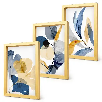 3-piece wall art set featuring plant motifs in a watercolor style