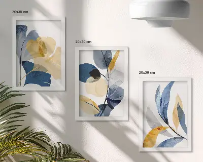 3-piece wall art set featuring plant motifs in a watercolor style