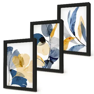 3-piece wall art set featuring plant motifs in a watercolor style