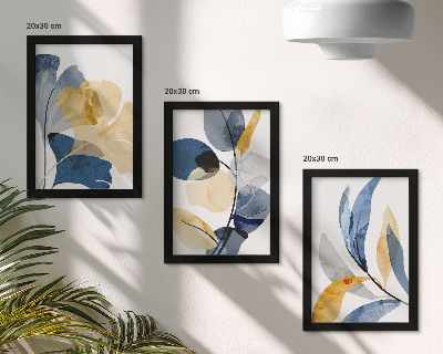 3-piece wall art set Plant motifs in a watercolor style