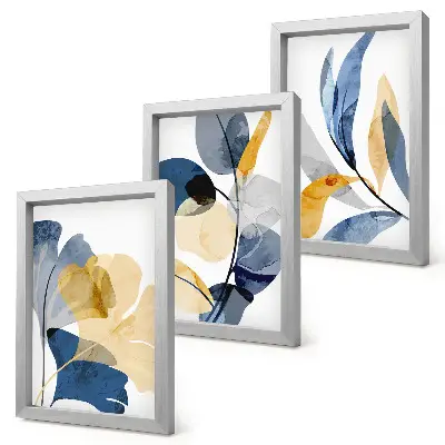 3-piece wall art set featuring plant motifs in a watercolor style